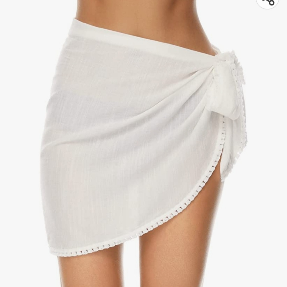 NWT Lecieldusoir white sarong swimsuit cover up, women's large